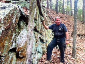 John "The Rock Man" explaining how elves created this rock outcropping.