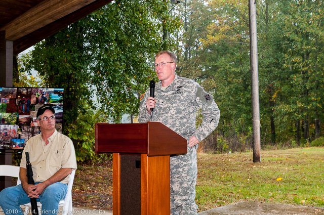 Col. John Cross of the US Army Corps of Engineers recognizes the huge volunteer effort involved in the creation of the LOViT and called attention to the Lake Ouachita Citizens Focus Committee under which the management of the Trail operates.