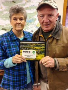 IMBA plaque designating the LOViT as an Epic Trail, presented to Gloria Chrismer of the US Forest Service on Dec 31, 2014. The plaque is hanging in the Womble Visitor Center above the trail brochure rack.
